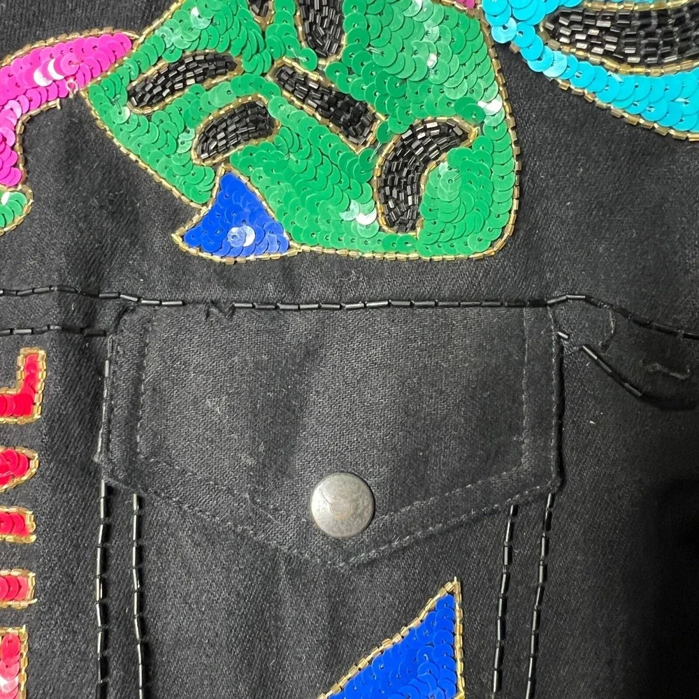 Vintage‎ Modi Denim Sequin Broadway Musicals Jacket Size Small/Medium Vintage